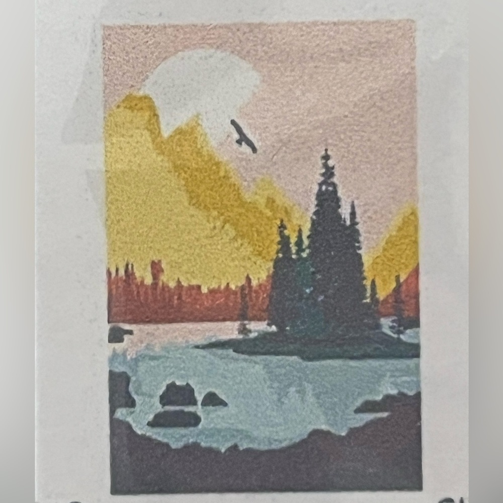 Paint by Numbers Kit – Evergreen Island and Single Bird (Single Canvas)